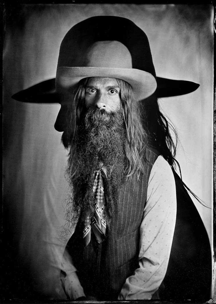 A cowboy is seen in a tintype double exposure taken in Panama City Beach, Florida.